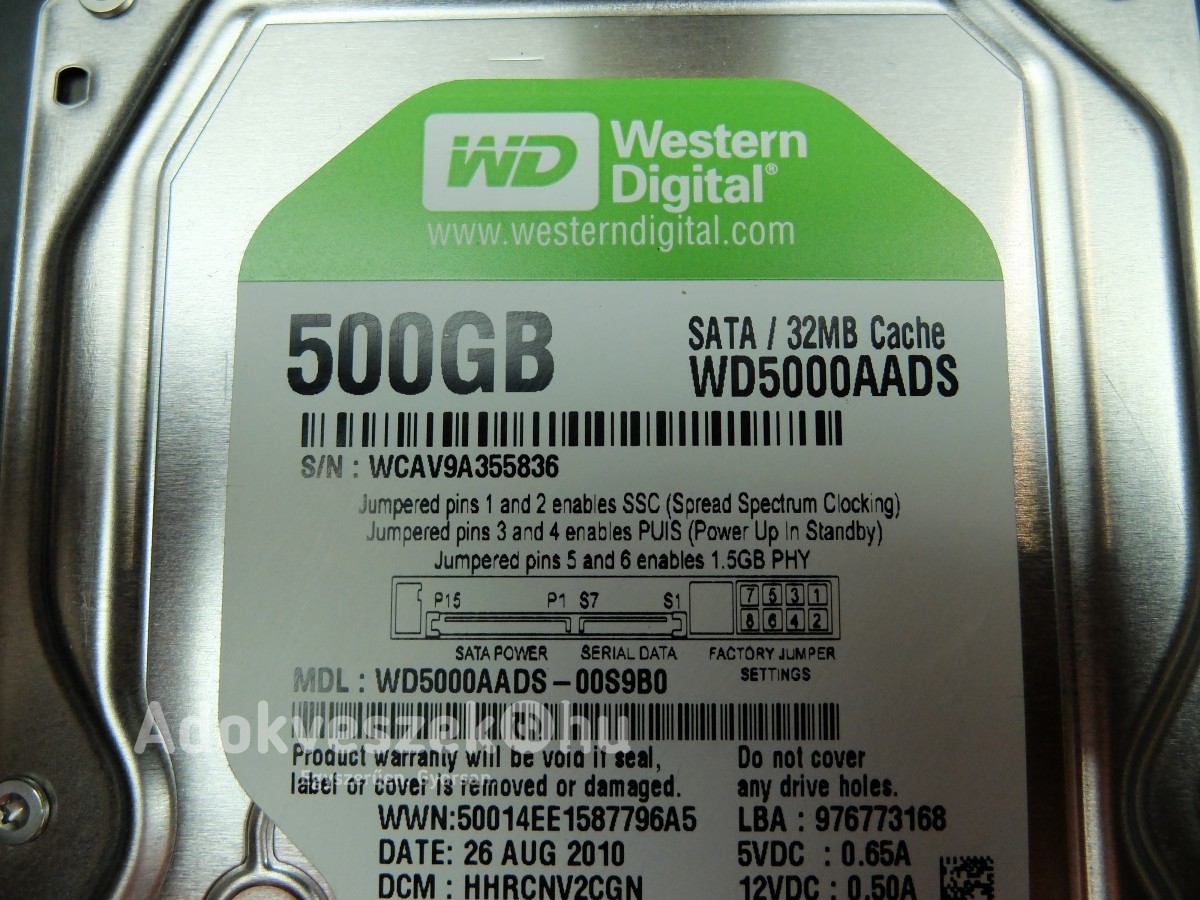 Western Digital 500GB SATA HDD laptop merevlemez 100/100