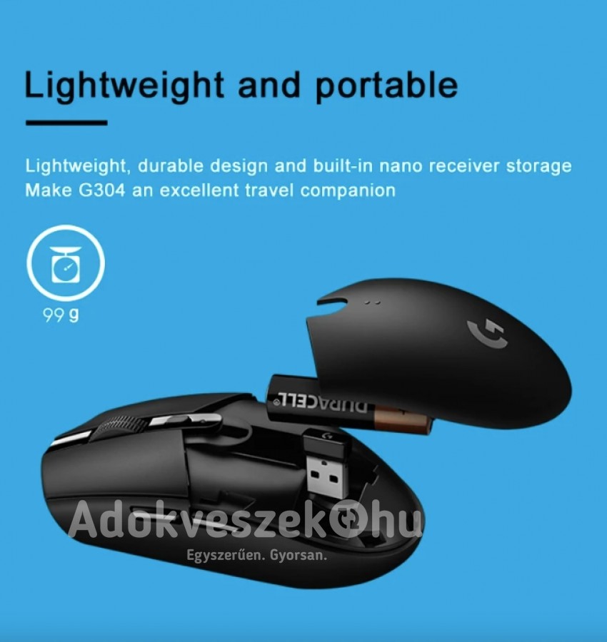Új, Logitech® G304 LIGHTSPEED 12000 DPI 6 programozható gombos HERO érzékelős vezeték nélküli játékegér 