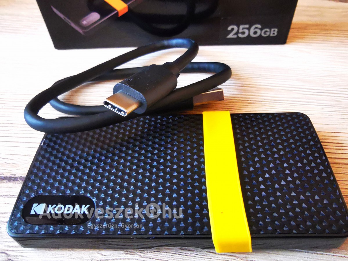 Új, KODAK® x200 külső SSD merevlemez 256GB USB-C 3.1 remek áron!