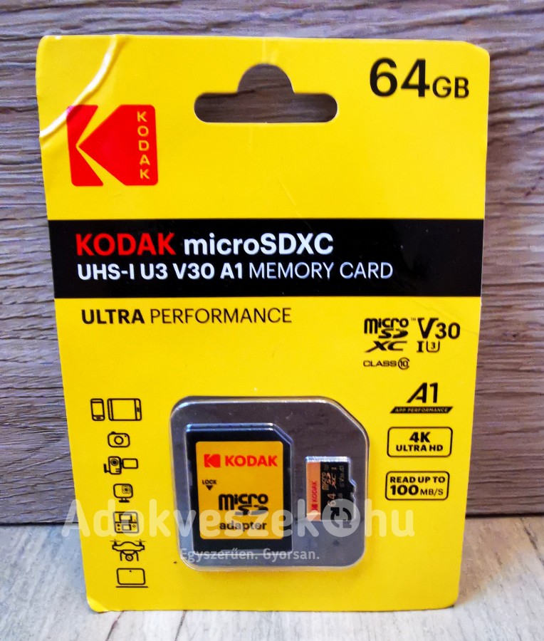 Új, Kodak® Micro SDXC memóriakártya, 64 GB, Class 10 fél ár alatt!