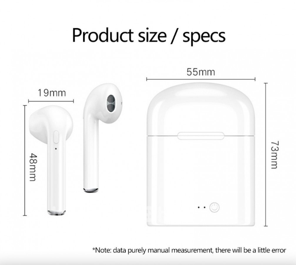 Új, i7S vezeték nélküli Bluetooth 5.0 fülhallgató beépített mikrofonnal -46%