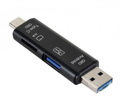 Adapter 5in1 (USB - microUSB / Type-C, OTG, microSD / pendrive ol...