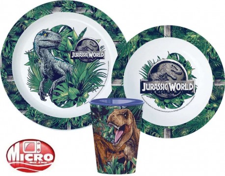 Jurassic World étkészlet, micro műanyag szett