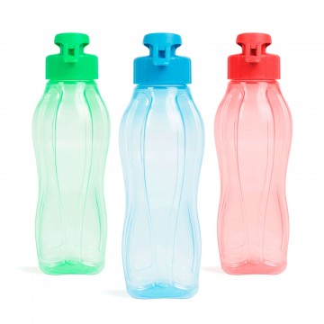 Sport kulacs - műanyag, átlátszó - 600 ml - 3 színben 