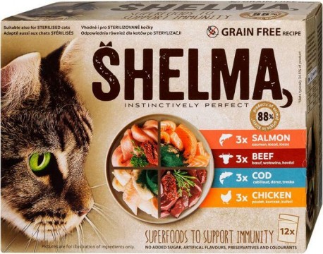 Partner in Pet Food Shelma salmon/beef/cod/chicken 12x85 g