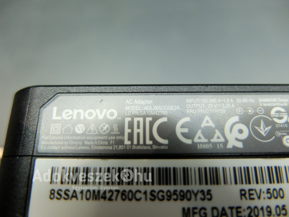 LENOVO gyári laptop töltő 20V ADLX65CCGE2A kicsit hibás 
