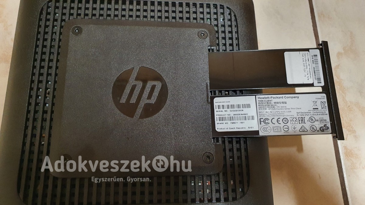 HP T520 vékonykliens gyári tápegységgel (olyan mint egy Raspberry Pi)