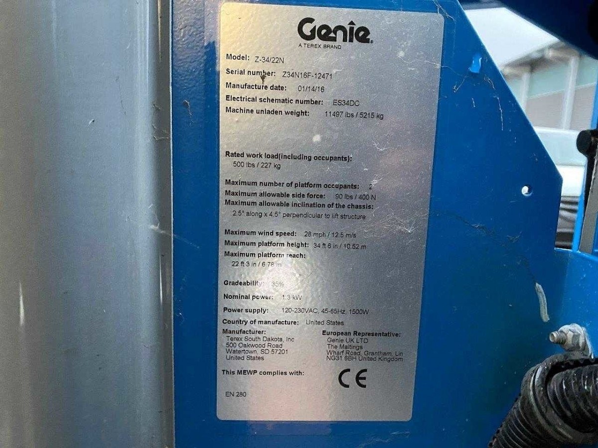 Genie Z-34 / 2016 / 12,5m / 480üó / Lízing akár 20% -tól 0% áfával