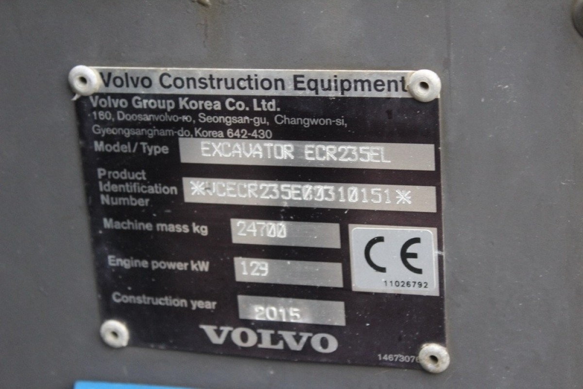 Volvo ECR 235EL / 2015 / 8500üó / Klíma / Központi zsírzó / Lízing 20% -tól 0%-áfával