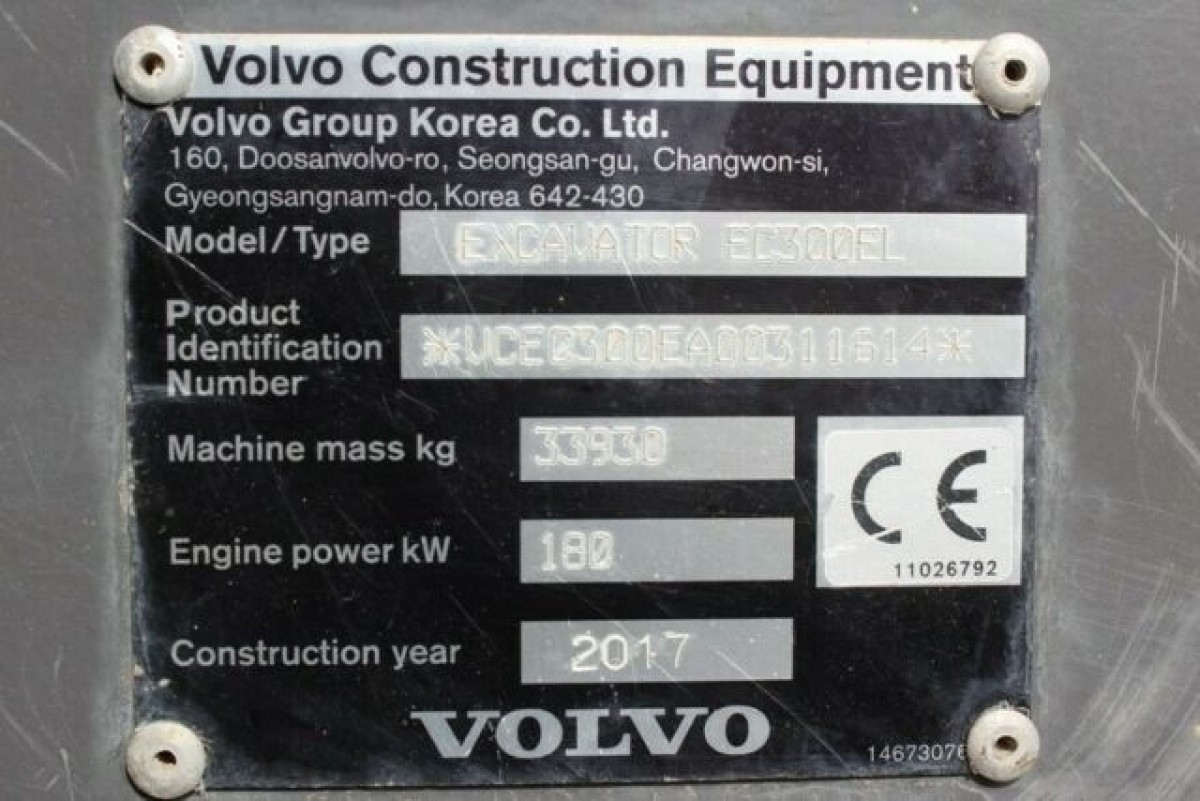 Volvo EC300 EL /4550üó/ 2017 / Kalapácskör / Kamera / Radió / Lízing akár 20% -tól 0% áfával 