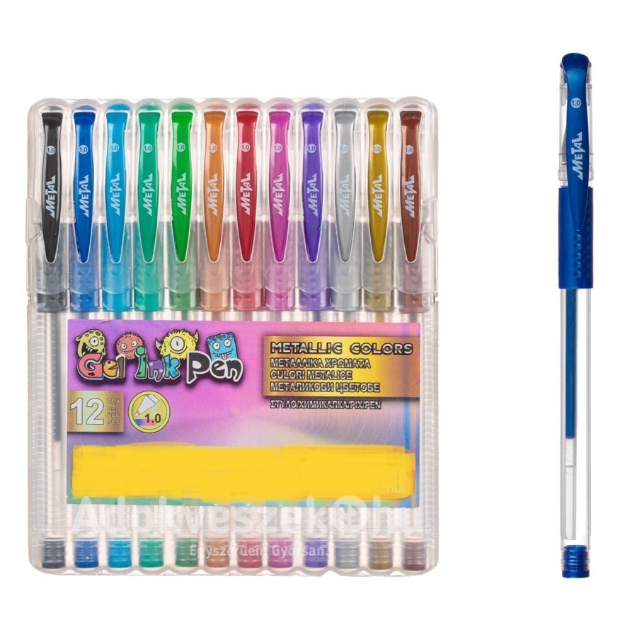 Zselés toll készlet Metál színekkel 12 db