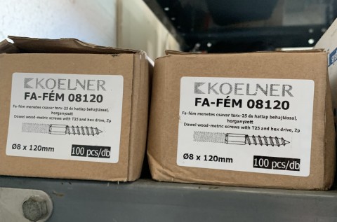 KOELNER Fa-Fém menetes csavar, torx 25, ø8x120mm