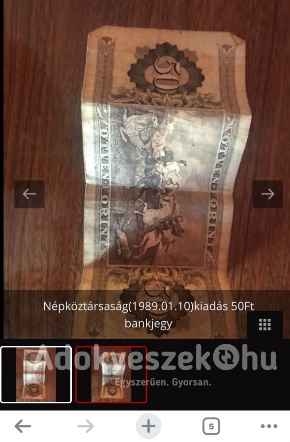 Népköztársaság(1989.01.10)kiadás 50Ft bankjegy