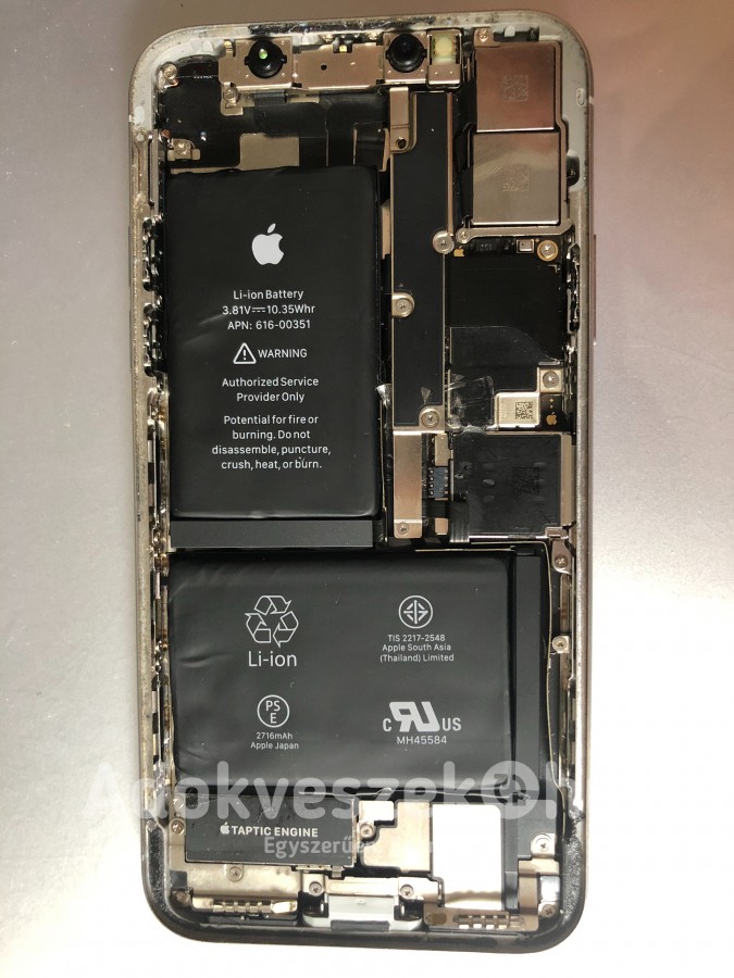 iPhone X komplett ház fehér-ezüst hátlap kitűnő állapotban