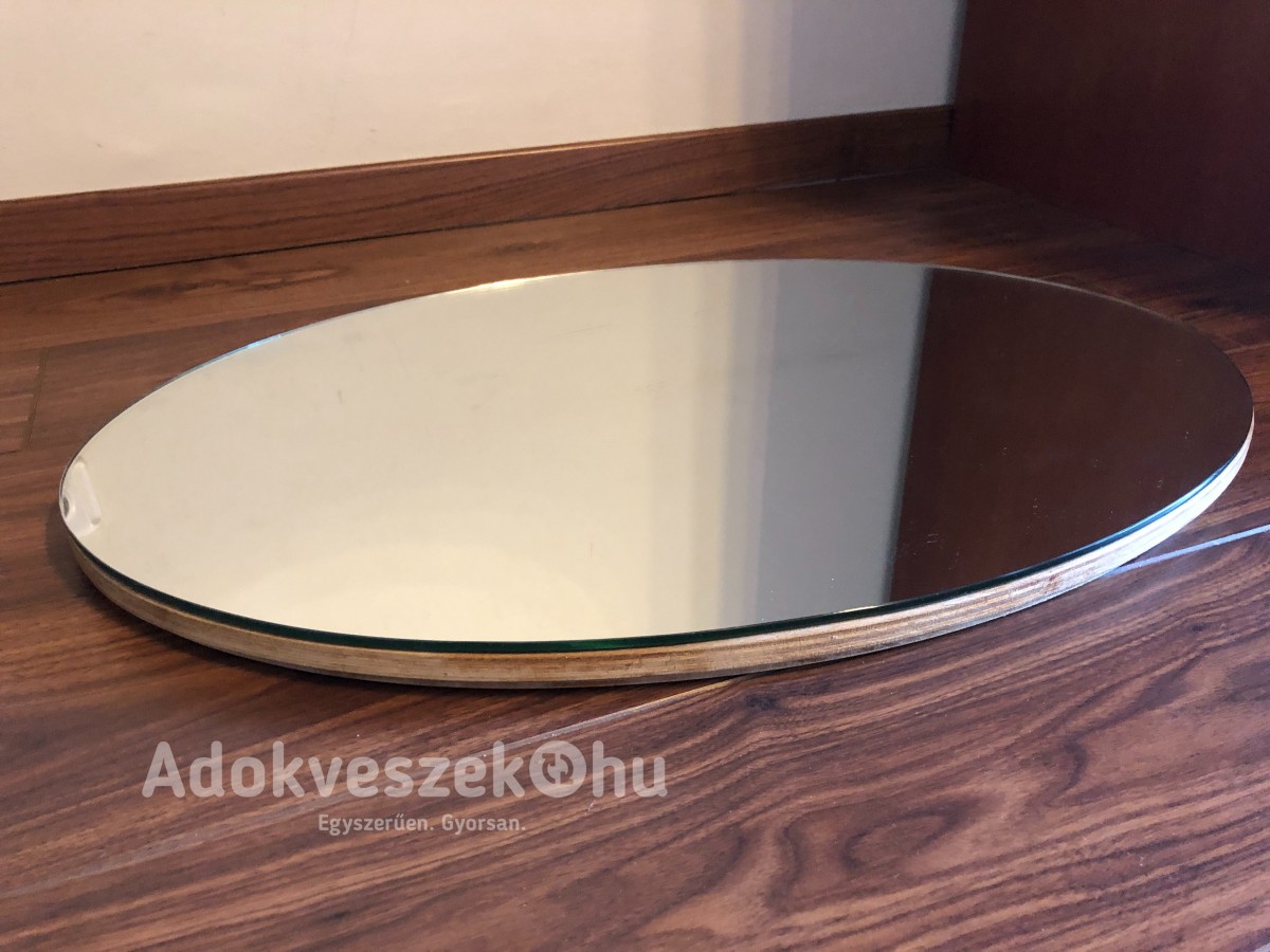 Szervírozó ovális tükrös tálca (hidegkonyhai, ritkaság), 60 x 40 cm