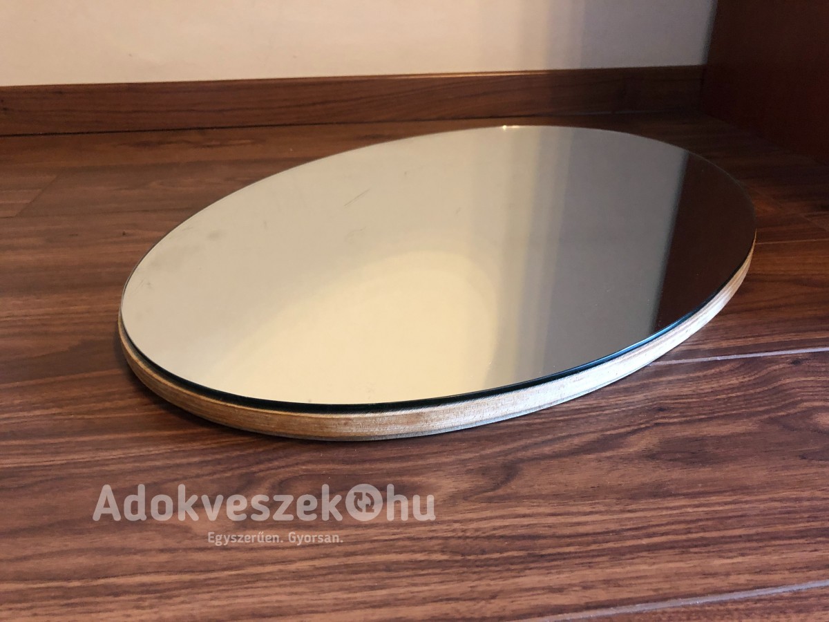 Szervírozó ovális tükrös tálca (hidegkonyhai, ritkaság), 60 x 40 cm