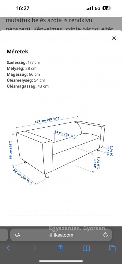 IKEA-s fekete kanapé kihasználatlanság miatt eladó