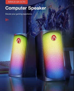 Új, AirAux® AA-GCR3 számítógép hangszóró RGB fény HiFi...