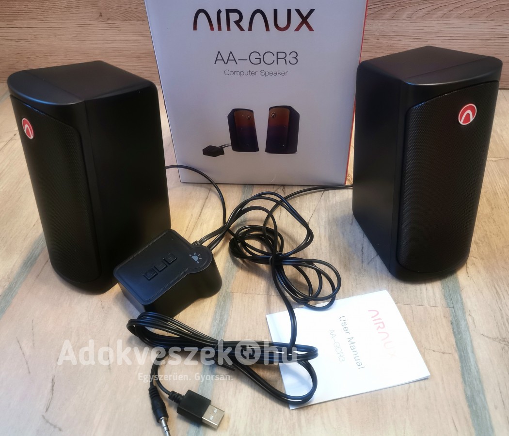 Új, AirAux® AA-GCR3 számítógép hangszóró RGB fény HiFi sztereó AUX bluetooth hangszóró jó áron!