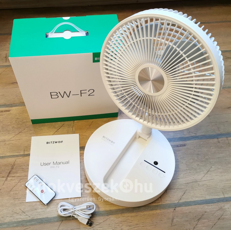 Új,Blitzwolf BW-F2 összecsukható, akkumulátoros ventillátor+távirányító