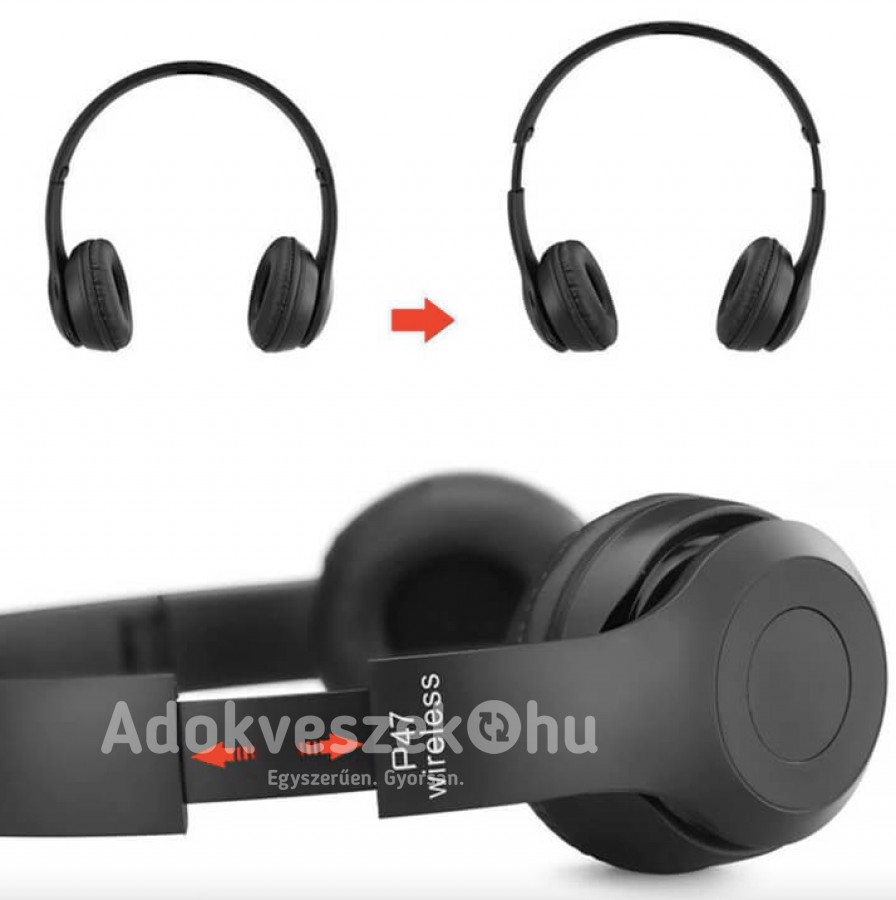 Új, Bluetooth vezeték nélküli, összecsukható fejhallgató (micro SD kártya nyílással) -40%