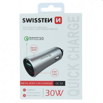 Autós töltő Swissten Qualcomm Quick Charge 3.0 támogatással, 30W,...