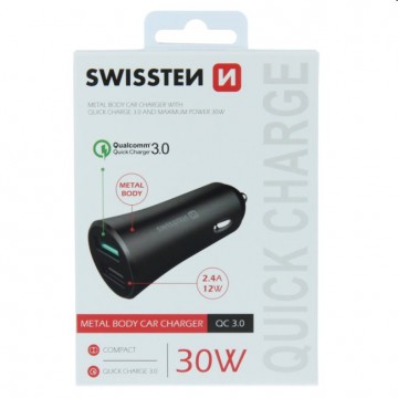 Autós töltő SwisstenQualcomm Quick Charge 3.0 támogatással, 30W,...