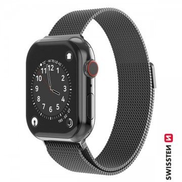Swissten Milanese Loop karpánt  Apple Watch 38-40, grafit fekete