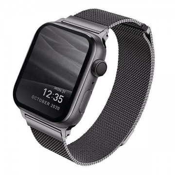 Apple Watch 4/5/6/7/SE, okosóra szíj, fém, szürke, 42/44/45mm,...