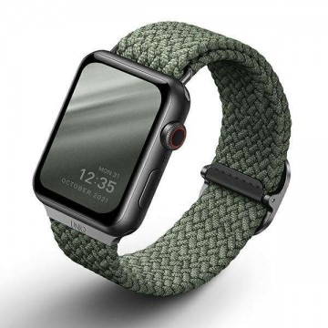 Apple Watch 4/5/6/7/SE, okosóra szíj, zöld, fonott, 38/40/41mm,...