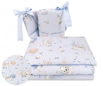 Baby Shop 3 részes ágynemű garnitúra - kék fóka