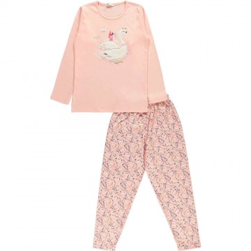 Civil Hattyús rózsaszín pizsama (Méret 122-128)