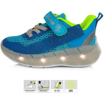 D.D.Step Kék-neon LED fényű sportcipő (Méret 35)
