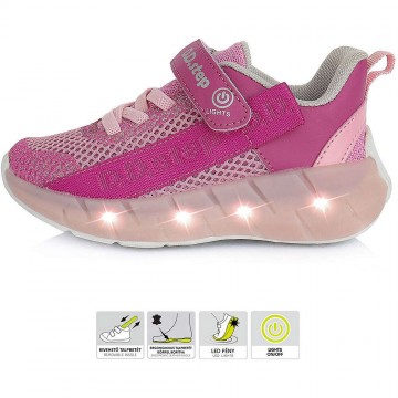 D.D.Step Rózsaszín-fukszia LED fényű sportcipő (Méret 35)