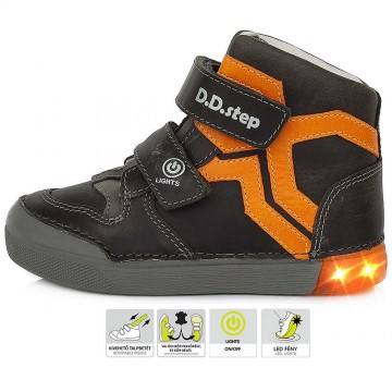 D.D.Step Szürke-narancs LED fényű fiú cipő (34)