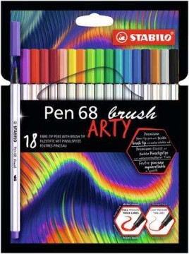 Ecsetirón készlet, STABILO "Pen 68 brush ARTY", 18...