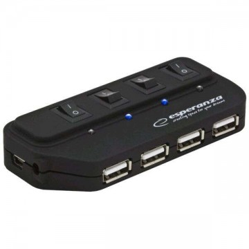 Esperanza EA127 USB 2.0 HUB 4 portos fekete