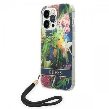 Guess GUOHCP14LHFLSB iPhone 14 Pro 6,1" kék keménytok virágos...
