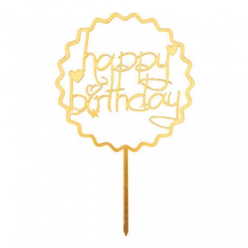 Happy Birthday arany tortabeszúró - szíves