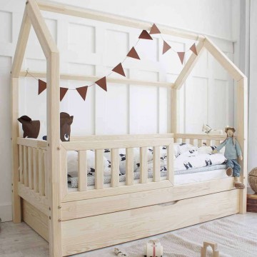 Házikó ágy - Bianco plus gyerekágy ágyneműtartóval natúr...