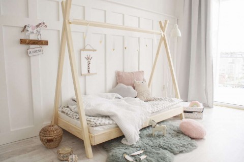 Házikó ágy - Tipi gyerekágy leesésgátló nélkül fehér 190x90