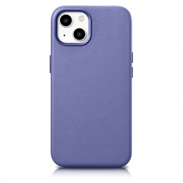iCarer Case bőr valódi bőr tok iPhone 14 világos lila...