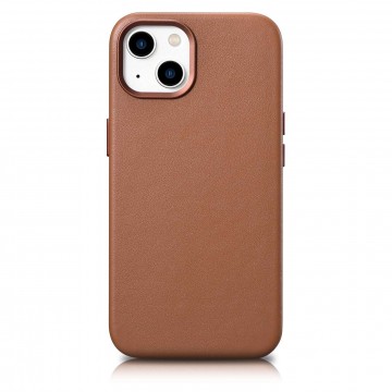 iCarer Case Leather valódi bőr tok iPhone 14 barna (WMI14220705-B...