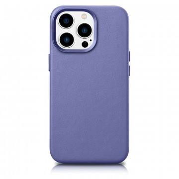 iCarer tok bőr valódi bőr tok iPhone 14 Pro világos lila...