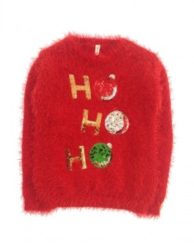 IDEXE karácsonyi szőrmés piros pulóver