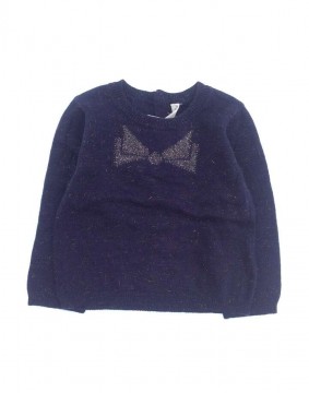 IDEXE kislány masnimintás sötétkék vékony pulóver