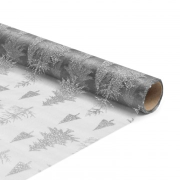 Karácsonyi asztalterítő futó - szürke / ezüst - 180 x 28 cm