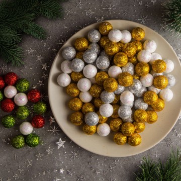 Karácsonyi gömb dísz - glitteres, polifoam golyók - 20 mm - 2...