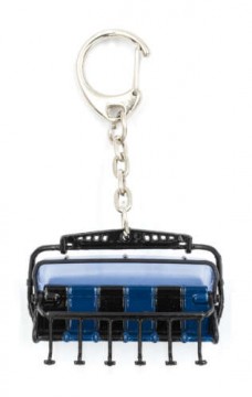 Kulcstartó 6-os fekete/kék ülőlift kék mozgatható buborékkal