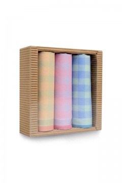 L47-15 Női textilzsebkendő 3 db, hullámkarton csomagolásban (ÖKO)